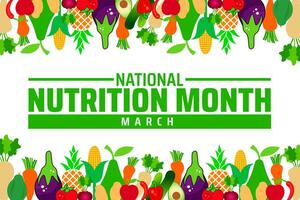 National Nutrition Month background banner or poster design with green color design. vector