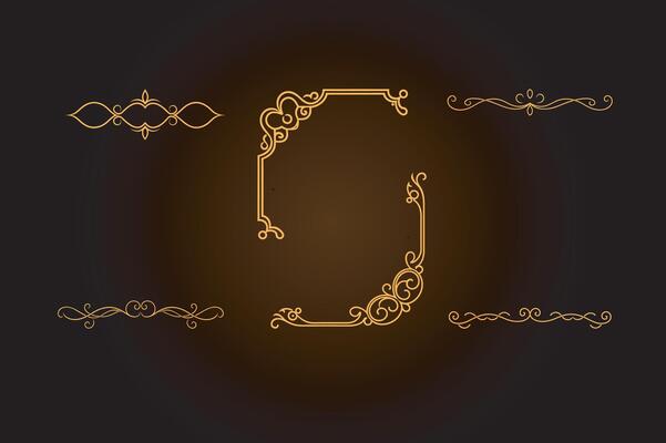 Classic and decorative border line elements for graphic design