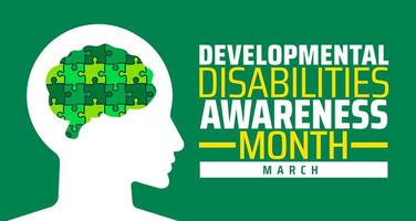 Developmental Disabilities Awareness Month with green color vector