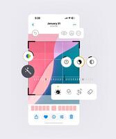 Editing an image on a phone. Eraser tool feature illustration vector
