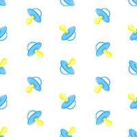 Blue pacifiers seamless pattern. Baby dummy. Background, print, packaging design, wrapping vector