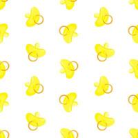 Yellow pacifiers seamless pattern. Baby dummy. Background, print, packaging design, wrapping vector