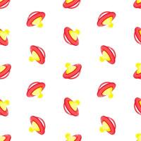 Red pacifiers seamless pattern. Baby dummy. Background, print, packaging design, wrapping vector