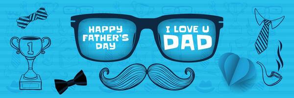 Happy Father's Day banner design with fun concept and blue color vector