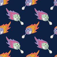 meteor mascot character seamless pattern vector