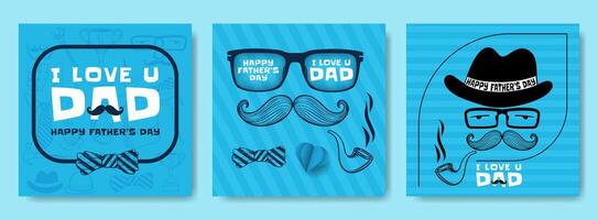 Set of Father's Day social media post template vector