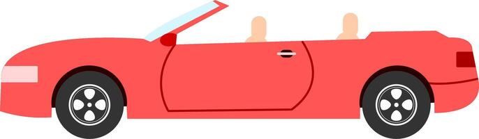 Red color car illustration. automobile side view flat style, Vehicle vector