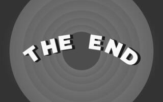 The END title on Grey Round Background. Old movie Ending screen. vector