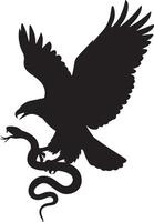 eagle attack snake, silhouette vector