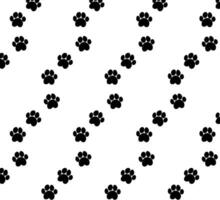 Seamless pattern of cat dog footprints steps trails. Black and white simple design. Print, background, wallpaper, vector