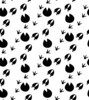 footprints seamless pattern of pets and farm animals in flat and outline style in black color vector