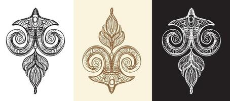 Vintage design elements. Decorative baroque monogram, ornament. Set of calligraphy illustration. Sketch of arabesque and flourish motif. For decoration, wedding, print and design vector