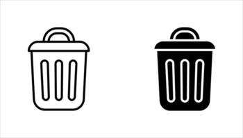 Trash can line icon set vector