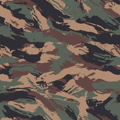 Urban seamless camouflage, modern fashion design. Camo military protective. Army uniform. Grunge brush stroke pattern. Black khaki green and dark brown fashionable fabric print