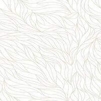 Organic petals pattern with white wavy lines and scrolls leaves on light beige background. Abstract texture in art deco style. plant ornament. Seamless design vector