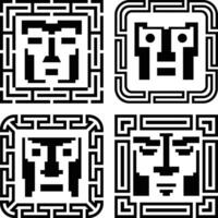 Digital pixel cyber avatar icon. Computer technology, security, hacking. Black and white face person. vector
