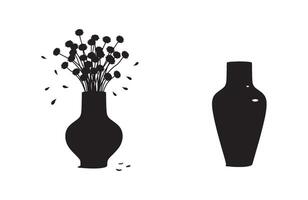 Decorative elements with beautiful floral vases vector