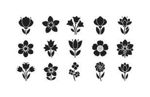 Artistic Bloom Elements Set in Black vector