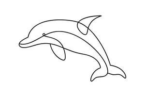 Elegant SingleLine Dolphin Drawing Aquatic Mammal Art vector
