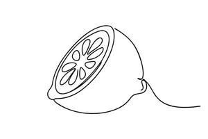 Single Line Lemon Drawing Simple Citrus Fruit Illustration vector