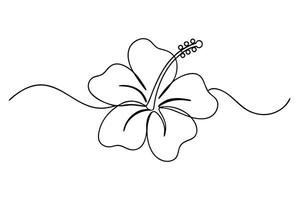 Elegant SingleLine Hibiscus Flower Art Minimalist Botanical Drawing vector
