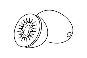 Kiwi Fruit Line Art Simple, Whole, and Half Slices vector