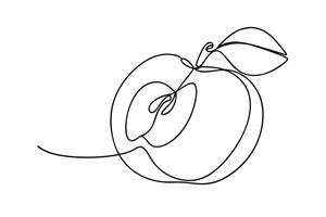 Single Line Apple Drawing Minimalist Fruit Art, Line Art, Nature Sketch vector