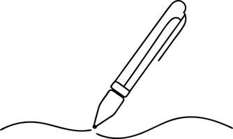Simple Line Drawing of a Pen Writing a Line vector