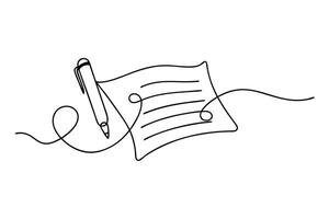 Single Line Art Pen, Paper, Note, Writing, Drawing, Sketch, Design, Minimalist, Abstract, Concept vector