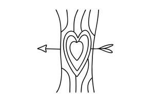 Tree Trunk Heart Target Cupid Arrow Valentines Day Love Romantic Drawing vector