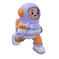 3D Cute Astronaut Character Running in Spacesuit Illustration vector