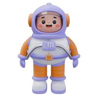 3D Cute Astronaut Character in Spacesuit Illustration vector