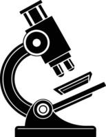 Lab flask or test tube with microscope silhouette cutout illustration vector