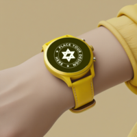 Realistic smartwatch mockup with digital display and blank screen. Use this watch mockup for app previews and smart tracker presentations. psd