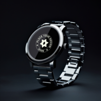Realistic smartwatch mockup with a clean blank screen for app design. Use this watch mockup for digital interface showcases and smart tracker display. psd