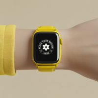 Smartwatch mockup with a touch screen display for realistic presentations. Use this watch mockup for smart device interface previews and fitness tracker UI. psd