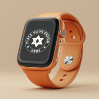 Realistic smartwatch mockup with an editable blank screen. Use this watch mockup for app interface design, touch screen display, and smart tracker presentations. psd