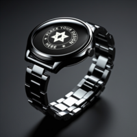 High resolution smartwatch mockup featuring a blank screen for app display. Use this watch mockup for wearable device and smart tracker previews. psd