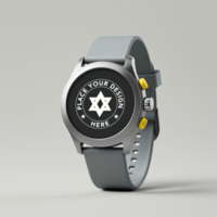 Digital smartwatch mockup with a clean blank screen for interface design. Use this watch mockup for app previews and smartwatch UI presentations. psd