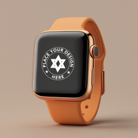 Wearable technology smartwatch mockup with a blank screen for app display. High-quality watch mockup for interface design, fitness tracking, and digital presentations. psd