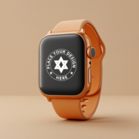 Minimal smartwatch mockup for design presentations. Display your watch mockup with realistic digital interface and touchscreen features. psd