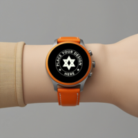 Eye catching Smartwatch mockup with high-resolution blank screen for digital device presentations. Use this watch mockup for app previews and wearable technology UI. psd