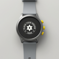 Stylish smartwatch mockup with touch screen display. Use this watch mockup to showcase app designs, digital devices, and interface previews. psd