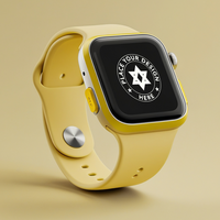 Smartwatch mockup with a clean blank screen for app previews. Display smartwatch mockup designs with realistic digital device interfaces. psd