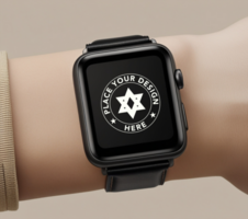 Modern smartwatch mockup for wearable device displays. High-resolution watch mockup for digital UI designs and smart tracker presentations. psd