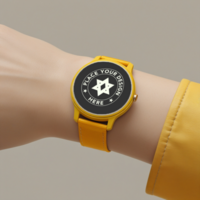 Editable smartwatch mockup featuring a blank screen for UI presentation. Perfect watch mockup for smart tracker displays and wearable device previews. psd