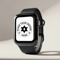 Minimal smartwatch mockup with a clean blank screen for app display. High-quality watch mockup for smart interface designs and digital previews. psd