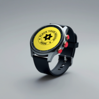 Smartwatch mockup with a blank screen for smart interface presentations. Showcase smartwatch mockup designs for digital technology and fitness bands. psd