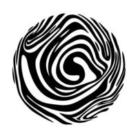 Black and white circle with distorted wavy stripes. trippy abstract geometric shape vector