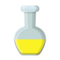 Round Laboratory Flask with Yellow Liquid for Chemistry and Experiments vector